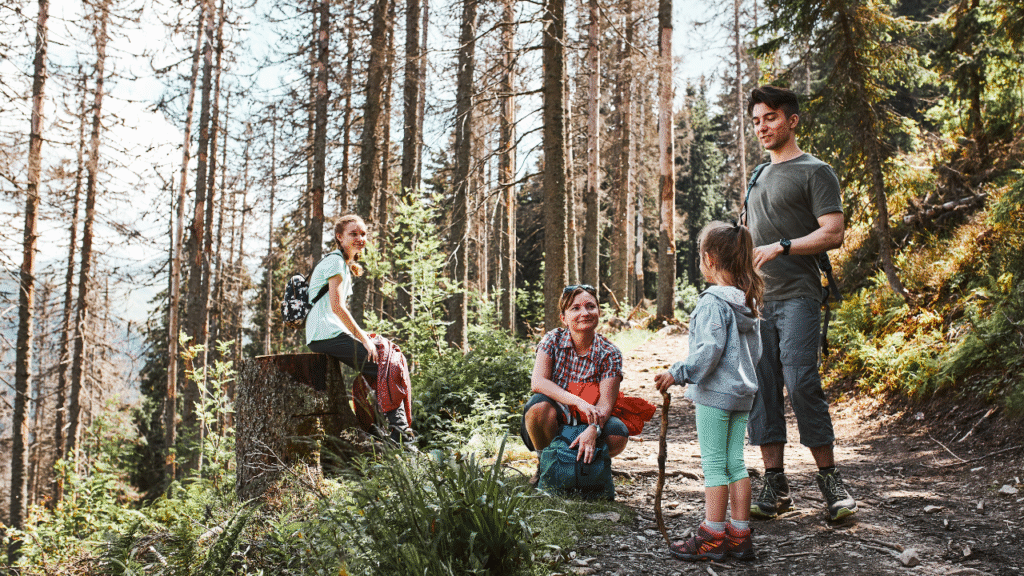 family hikes bull lake