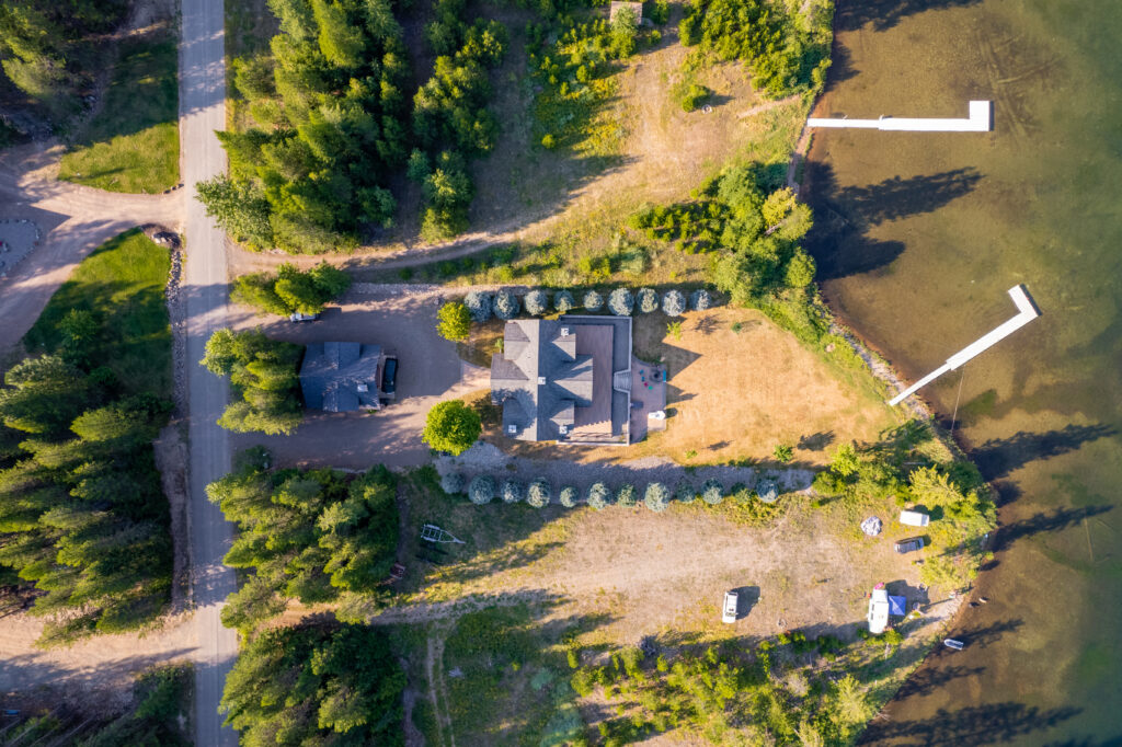 Shangrilog Bull Lake private shoreline — 85 feet of exclusive Montana lake cabin access