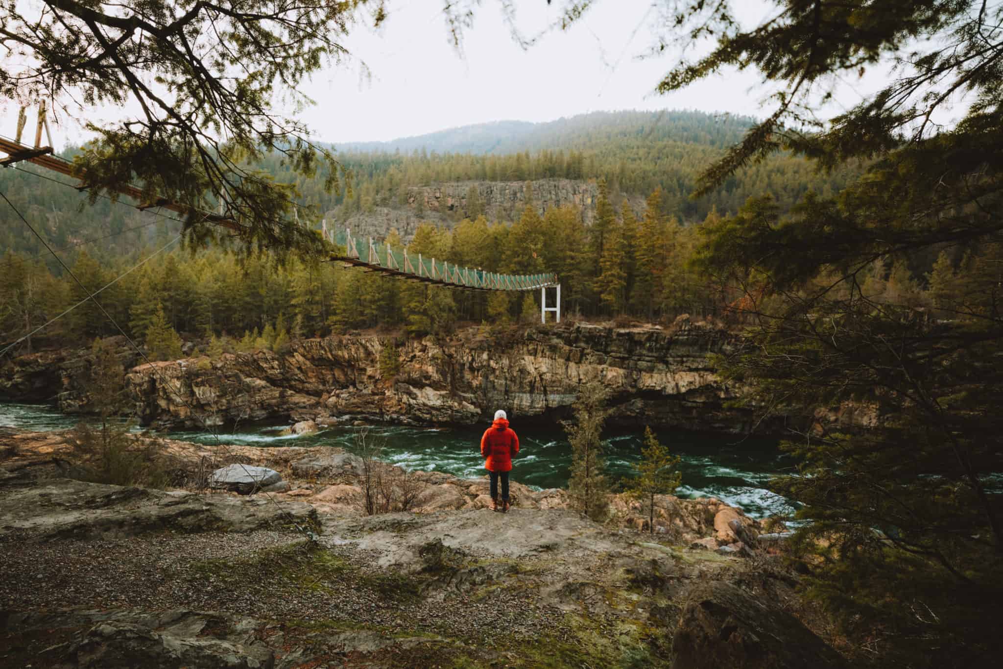 Kootenai Falls area lodging — Montana's largest undammed waterfall and swinging bridge near Troy and Libby